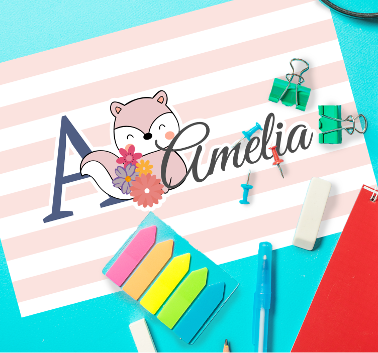 Tovaglietta americana infantile volpe carina con fiori - TenStickers