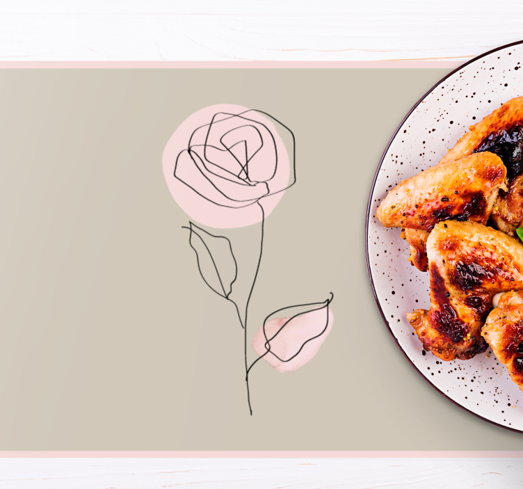 Tovaglietta americana moderna contorno di rosa elegante - TenStickers