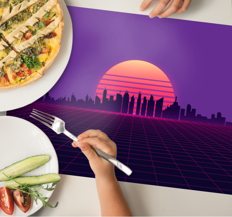 Tovaglietta americana moderna vista skyline al tramonto - TenStickers