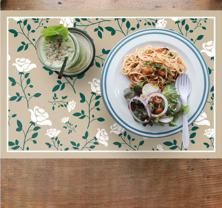 Tovaglietta americana motivo foglie floreali - TenStickers