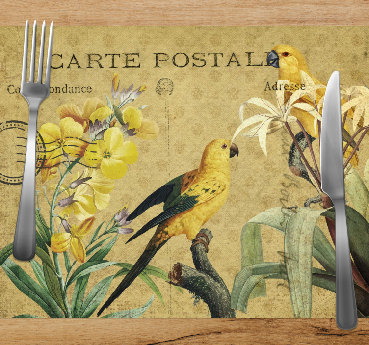 Tovaglietta americana originale cartolina floreale vintage - TenStickers