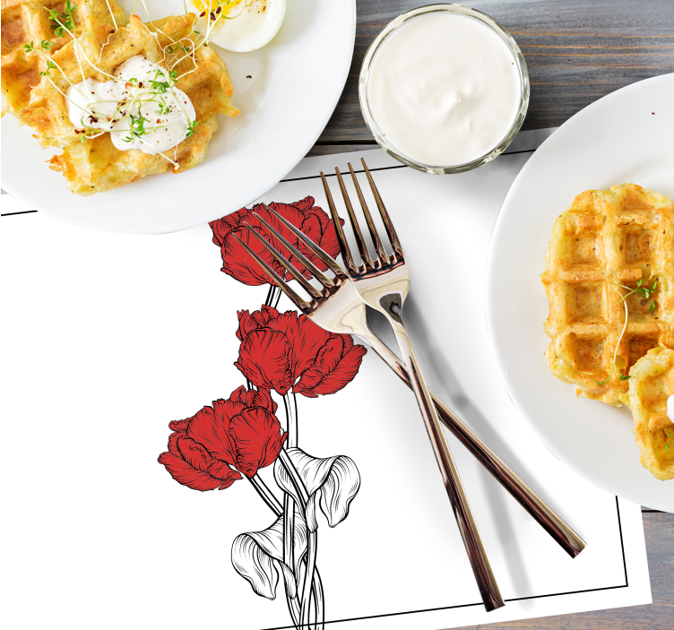 Tovaglietta americana originale composizione floreale rossa - TenStickers