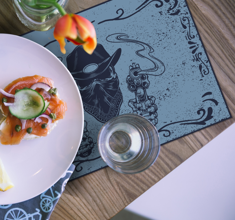 Tovaglietta americana originale faccia da cowboy con pistole - TenStickers