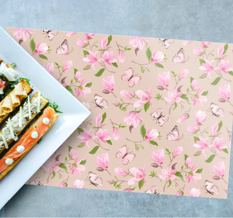 Tovaglietta americana originale motivo floreale farfalla - TenStickers