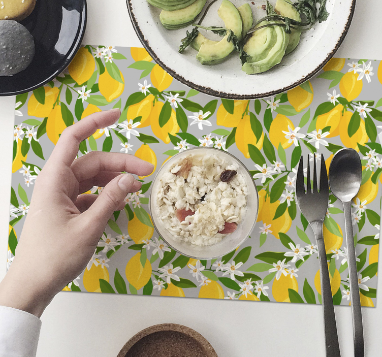 Tovaglietta americana originale motivo floreale limone - TenStickers