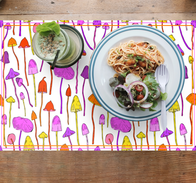 Tovaglietta americana originale motivo funghi colorati - TenStickers