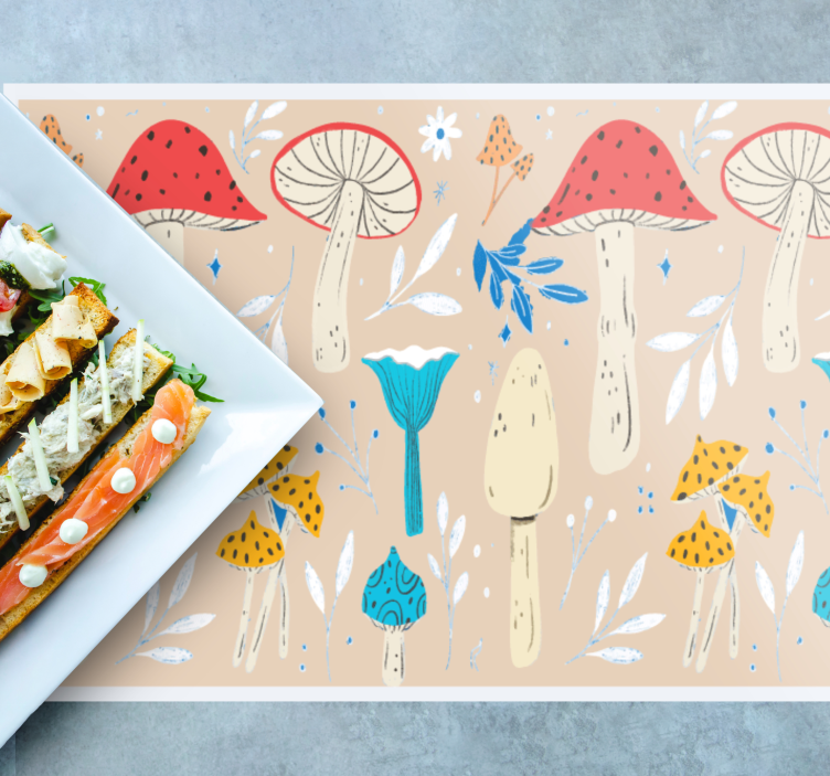 Tovaglietta americana originale motivo funghi fantasiosi - TenStickers
