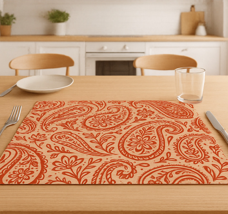Tovaglietta americana originale motivo paisley rosso caldo - TenStickers