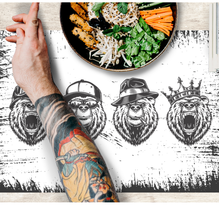 Tovaglietta americana originale ritratti di orsi stilosi - TenStickers