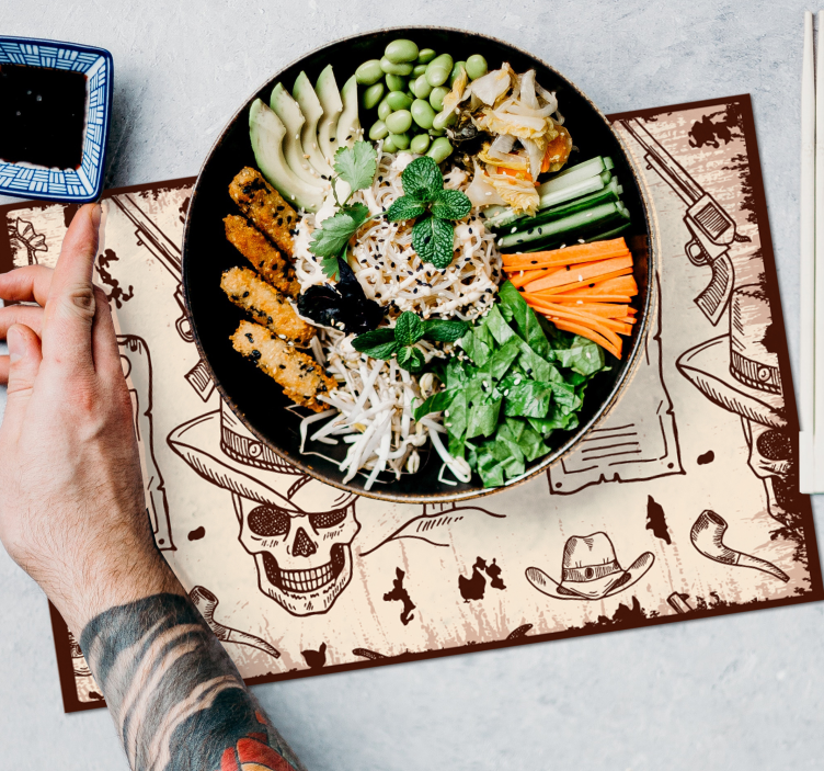 Tovaglietta americana originale temi teschi e cowboy - TenStickers