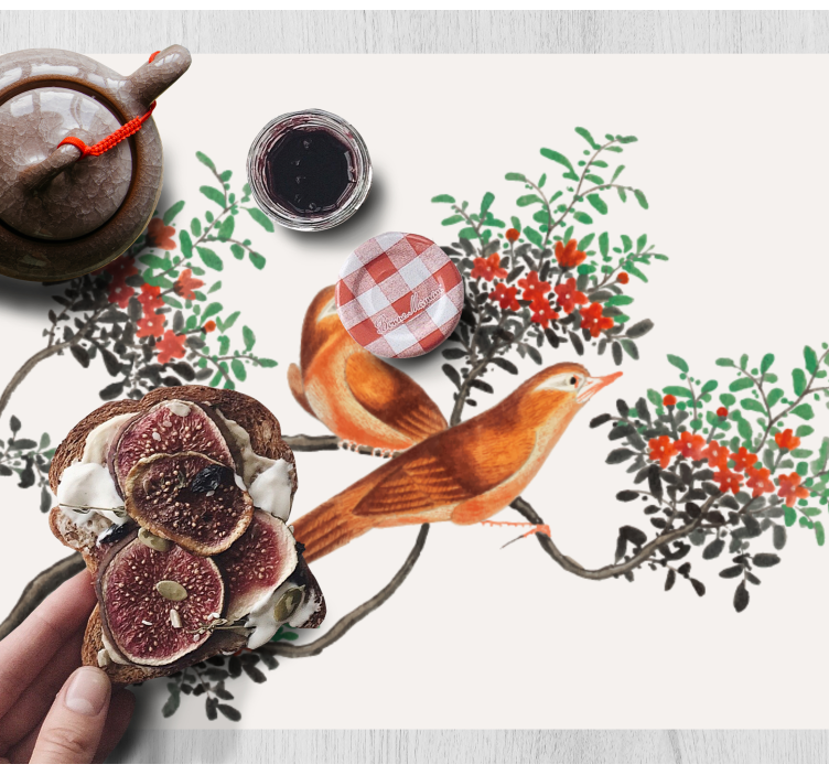 Tovaglietta americana originale uccelli e bacche eleganti - TenStickers