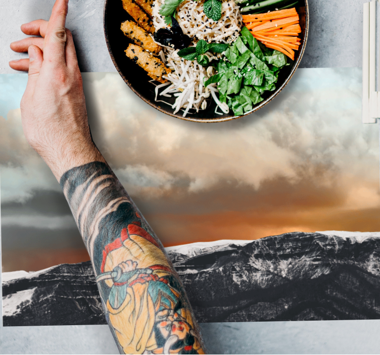 Tovaglietta americana orizzonte del tramonto in montagna - TenStickers