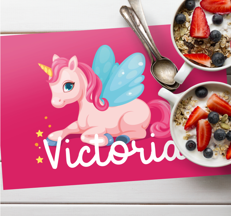Tovaglietta in pvc con unicorno e nome - TenStickers