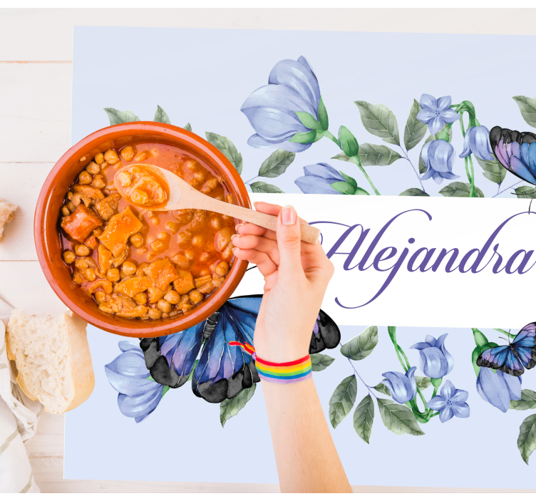 Tovaglietta americana con nome Sfondo di farfalle ad acquerello - TenStickers