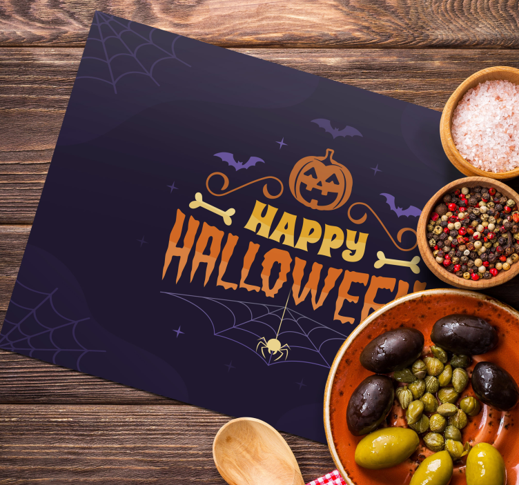 Tovaglietta felice del testo di halloween - TenStickers