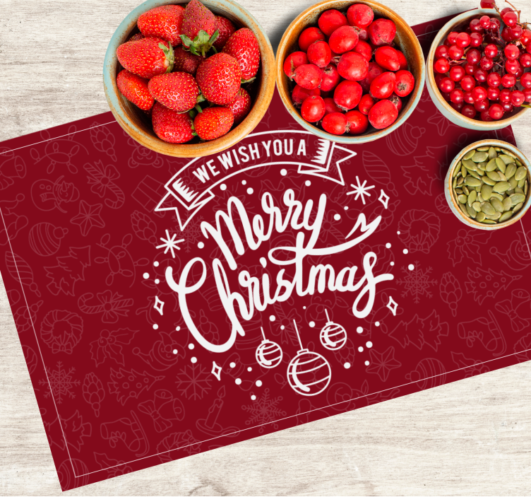 Tovaglietta personalizzata Natale auguri di festa rosso - TenStickers