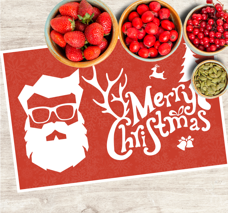 Tovaglietta personalizzata natale babbo natale con occhiali - TenStickers