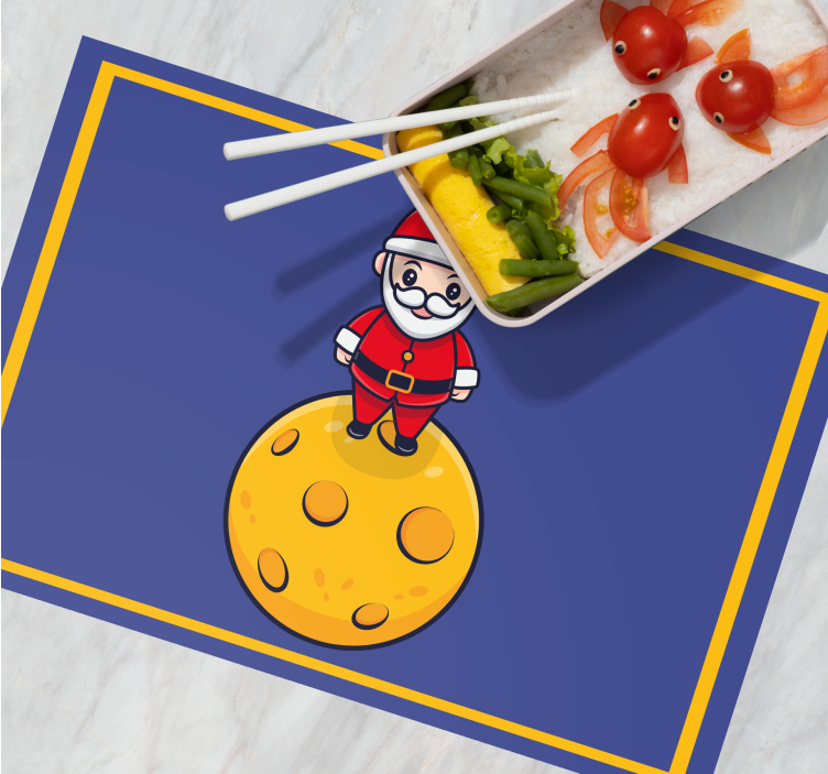 Tovaglietta personalizzata natale babbo natale sulla luna - TenStickers