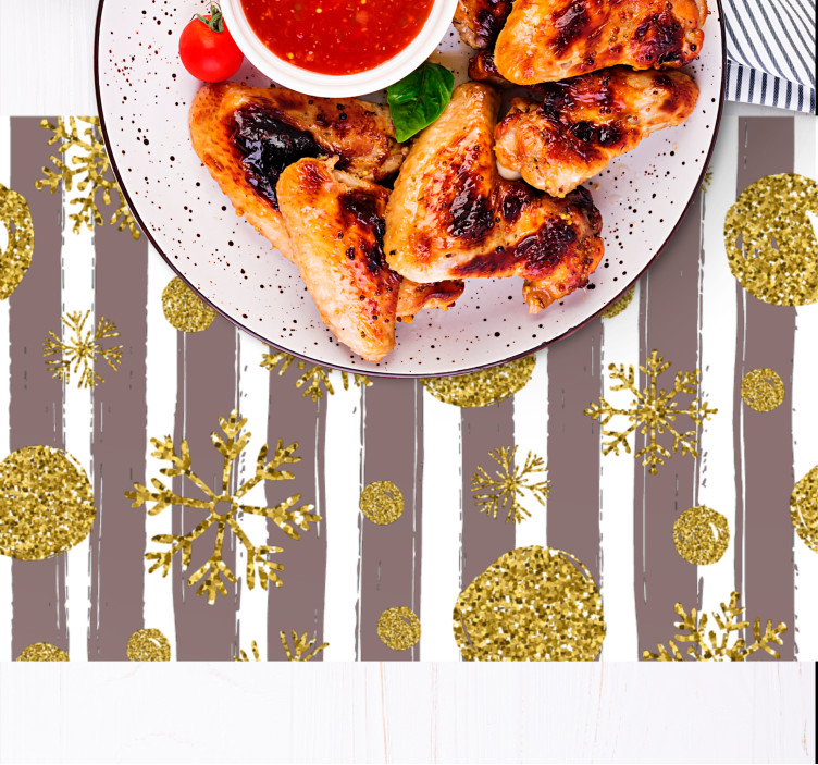 Tovaglietta personalizzata natale fiocchi di neve dorati - TenStickers