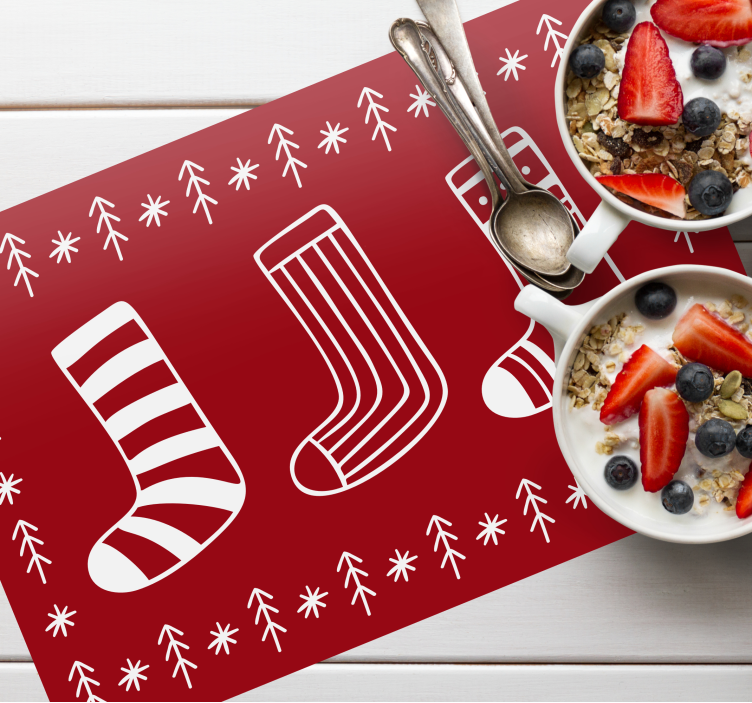 Tovaglietta personalizzata natale motivi di calze festive - TenStickers