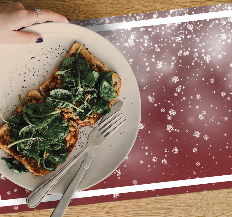 Tovaglietta personalizzata natale scena di fiocchi di neve - TenStickers