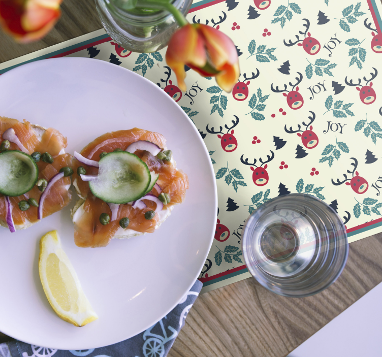 Tovaglietta personalizzata Natale Gioia e renne - TenStickers