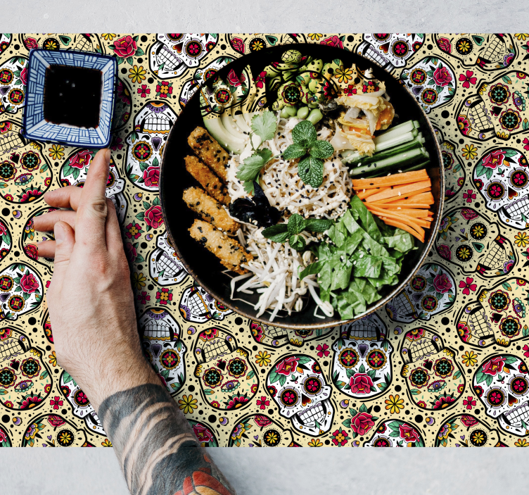 Tovagliette americana halloween motivo teschi colorati - TenStickers