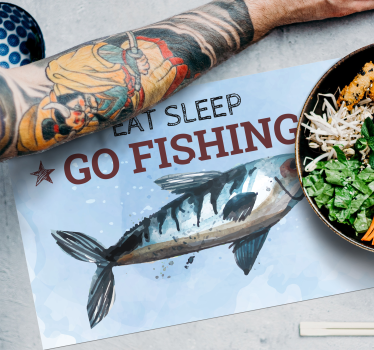Mangiare dormire andare a pescare tovagliette in vinile - TenStickers