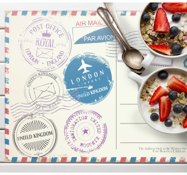 Tovaglietta americana frase collezione di timbri viaggio - TenStickers