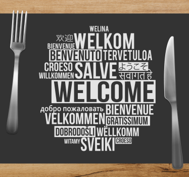 Tovaglietta americana frase design multilingue benvenuto - TenStickers