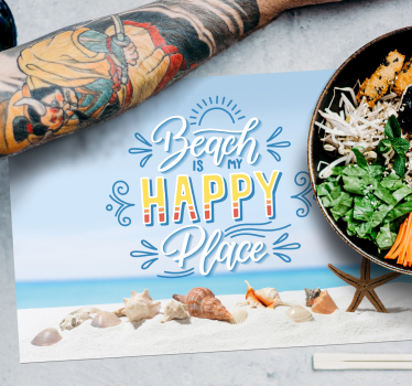 Tovaglietta americana frase luogo felice al mare - TenStickers
