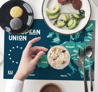 Tovaglietta americana frase mappa dell'unione europea - TenStickers