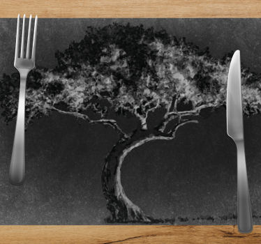 Tovaglietta americana silhouette artistica di albero - TenStickers