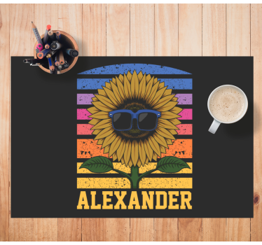 Tovaglietta personalizzata con testo Girasole freddo arcobaleno - TenStickers