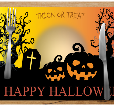 Tovagliette di halloween del cimitero di zucca - TenStickers