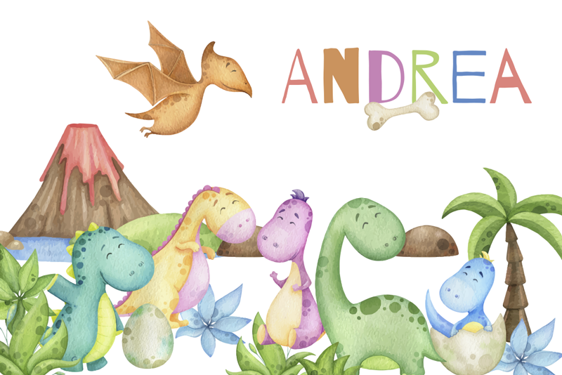 Tovaglietta americana con nome scena giurassica - TenStickers