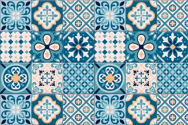 Tovaglietta americana originale idraulica turchese - TenStickers