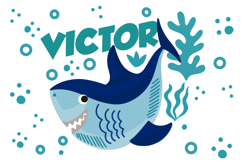 Tovaglietta con nome Piccolo squalo con nome - TenStickers