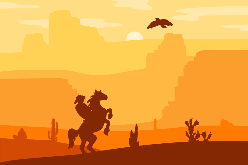 Tovaglietta americana originale scena cowboy silhouette - TenStickers