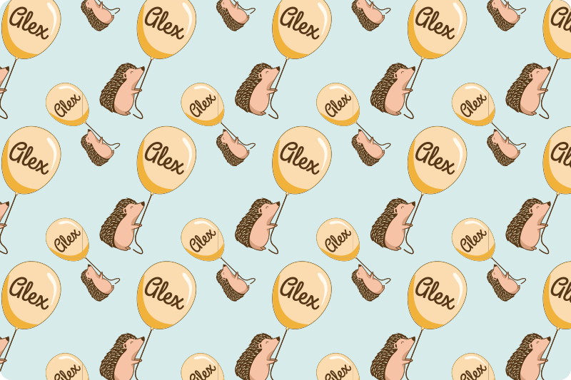 Tovaglietta americana infantile riccio con palloncini nome - TenStickers