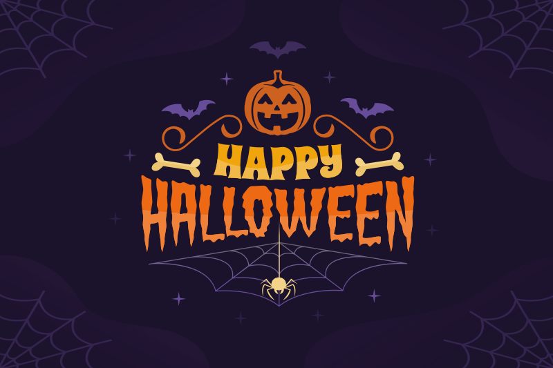 Tovaglietta felice del testo di halloween - TenStickers