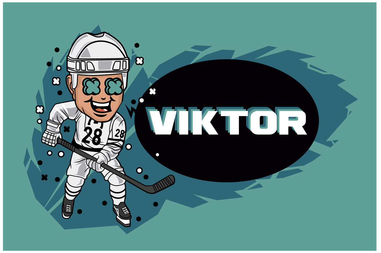 Tovaglietta americana infantile giocatore di hockey cartoon - TenStickers