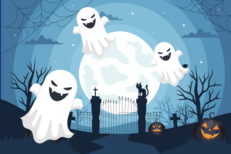 Tovagliette americana halloween scena fantasmatica giocosa - TenStickers