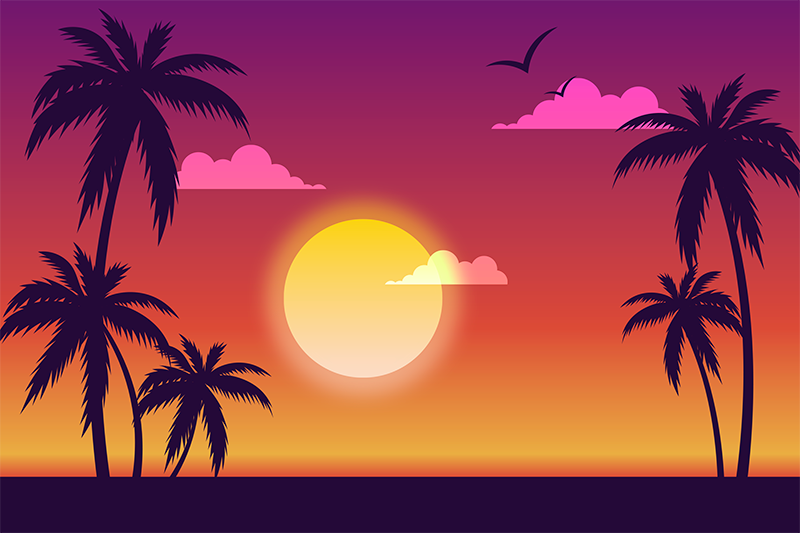 Tovaglietta americana moderna scena di tramonto tropicale - TenStickers