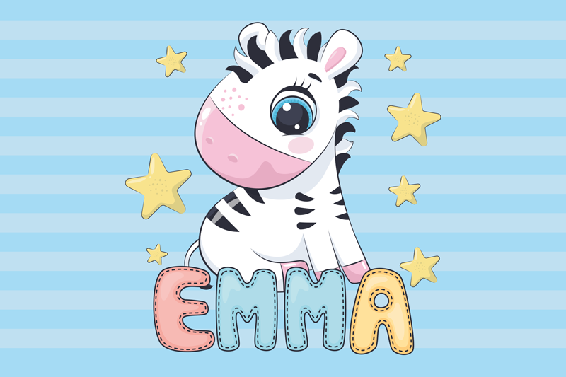 Tovaglietta americana con nome Zebra carina con nome - TenStickers