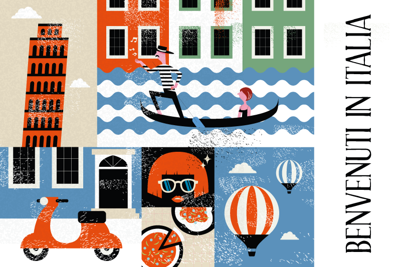 Tovaglietta americana originale scena italiana vivace - TenStickers