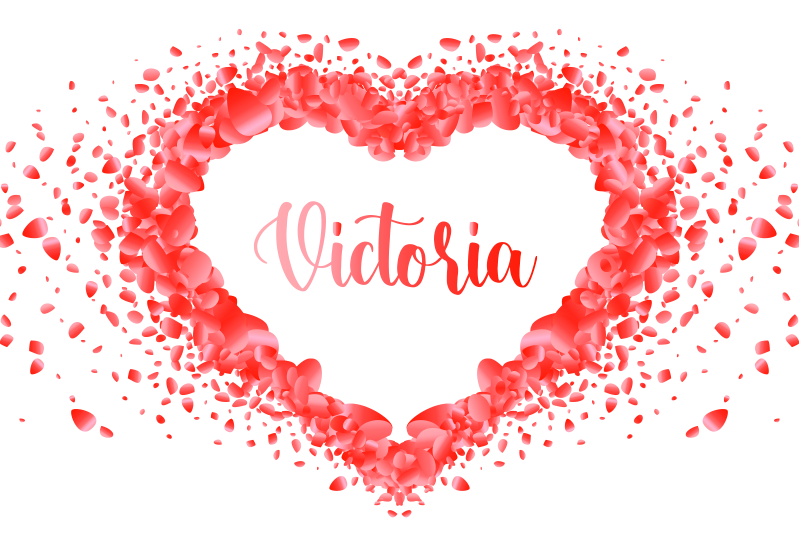 Tovaglietta americana con nome Petali che formano il cuore con il - TenStickers