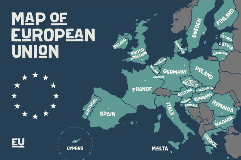 Tovaglietta americana frase mappa dell'unione europea - TenStickers