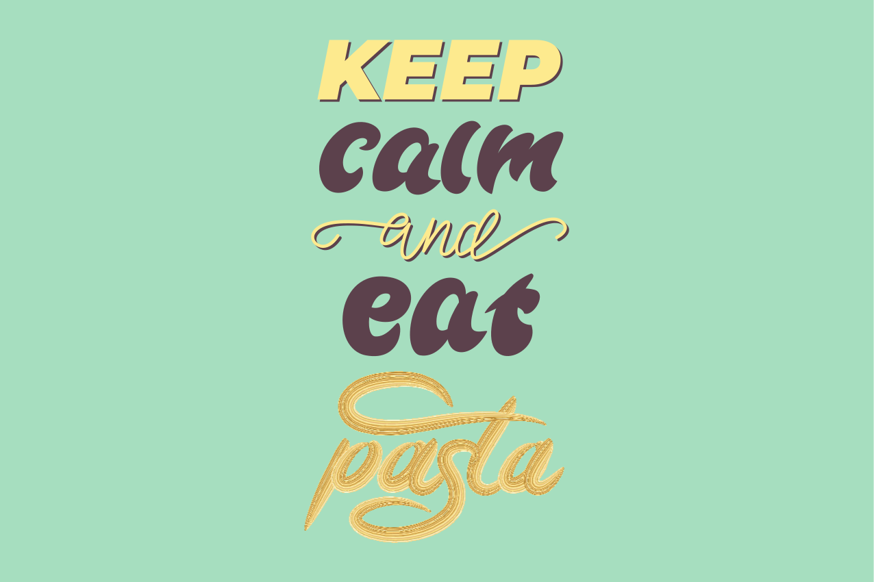 Tovaglietta americana frase resta calmo mangia pasta - TenStickers