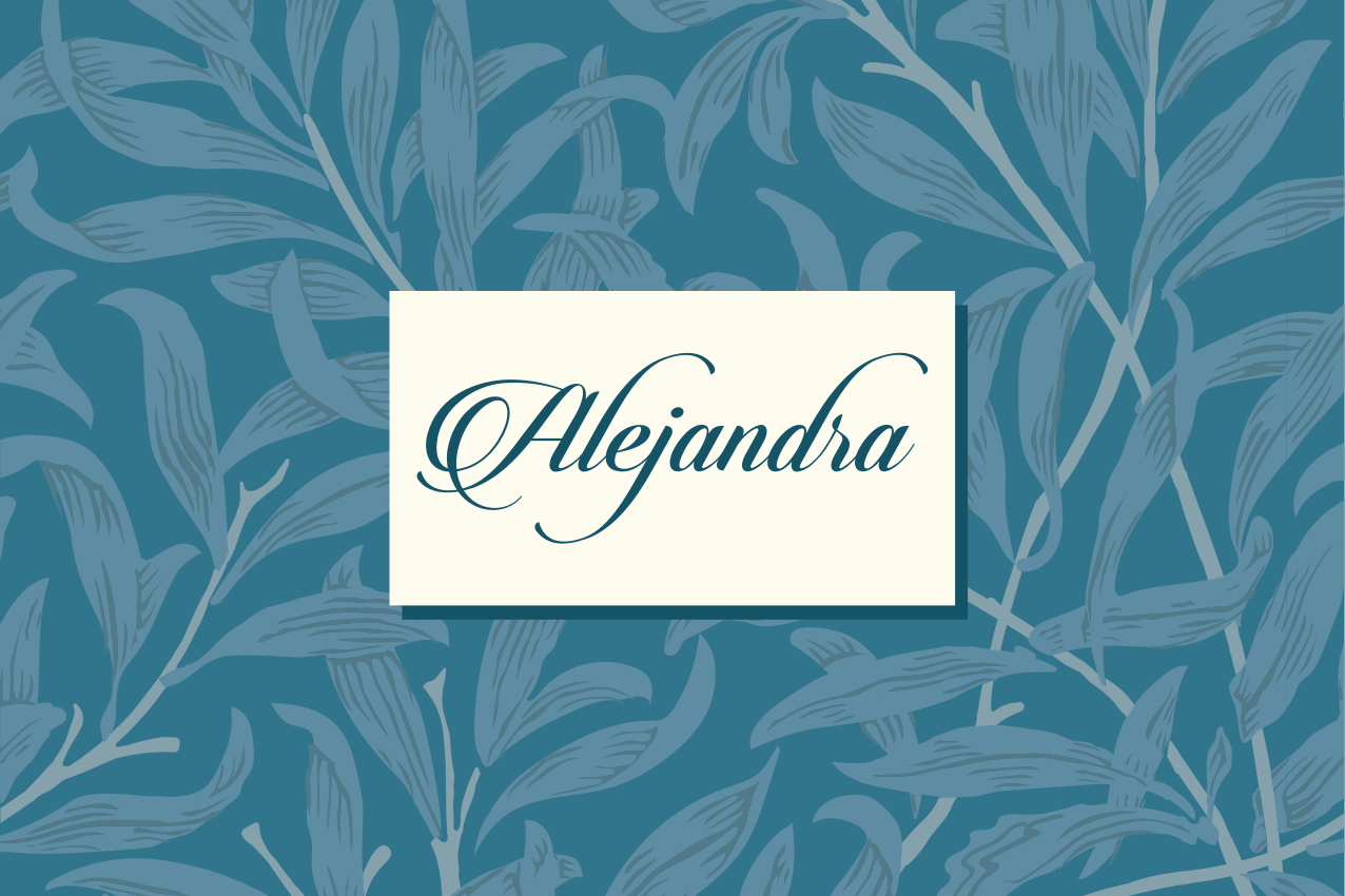 Tovaglietta americana con nome design foglia elegante - TenStickers